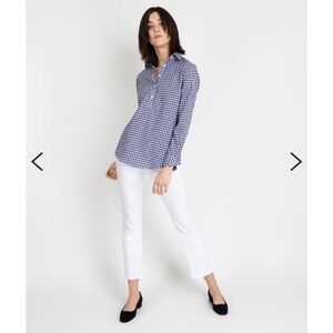 Ann Mashburn Tomboy Popover Shirt Navy Blue Gingham